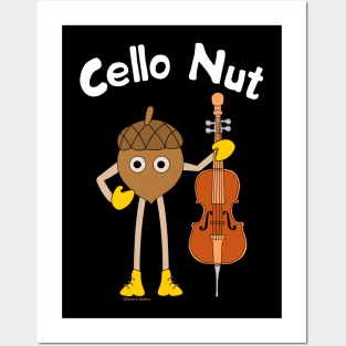 Cello Nut White Text Posters and Art